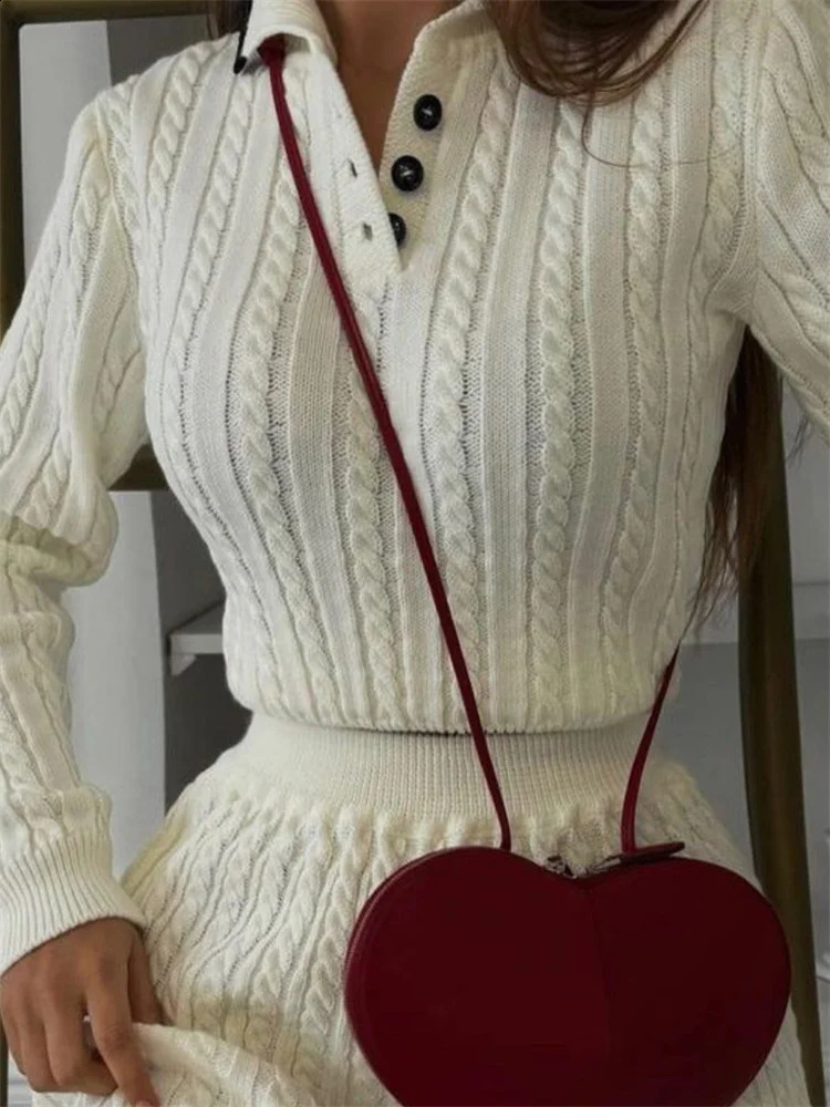 Tossy Autumn Fashion 2 PieceSet Skirt Womens Patchwork Contrast Long Sleeve Lapel Pullover And High Waist Mini Outfits 251022