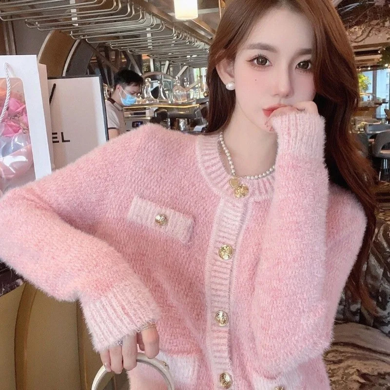 Fish Rabbit Soft Waxy sweater Cardigan Womens small fragrant wind knitted Spring and Autumn gentle milk tie top 251023