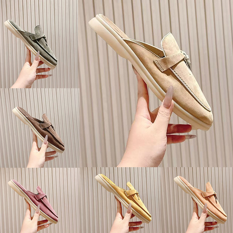 Latest Designers Slippers Top Quality Cashmere mans sandals Womens shoes Classic buckle round toes Flat heel Leisure comfort Four seasons women loafers with box