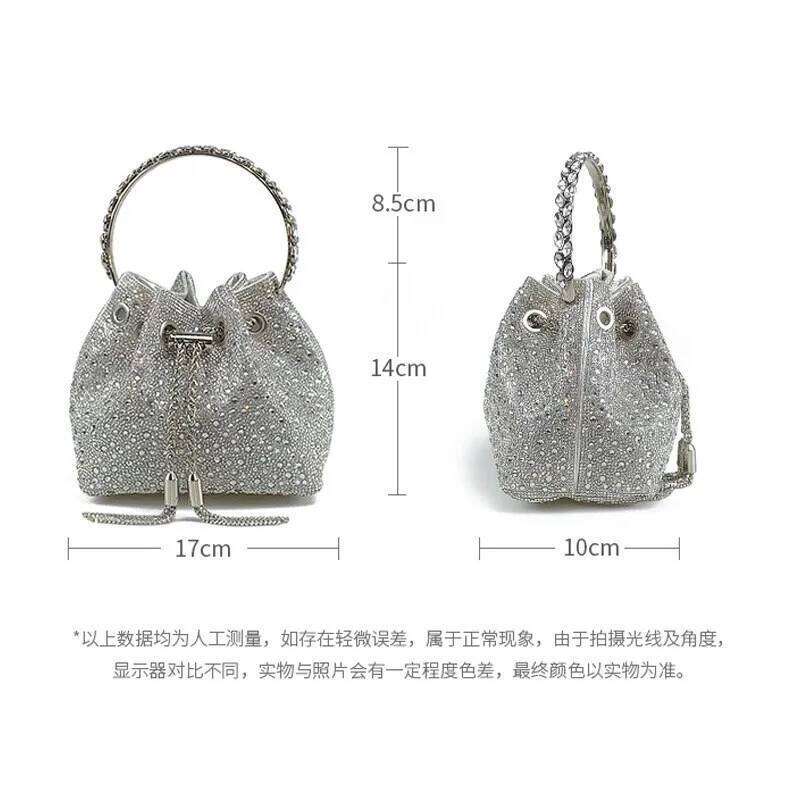 Designer Luxury Rhinestone Handbag Tassel Bucket Evening Designer Shoulder Bag Shiny Crystal Clutch Purse Wedding Party