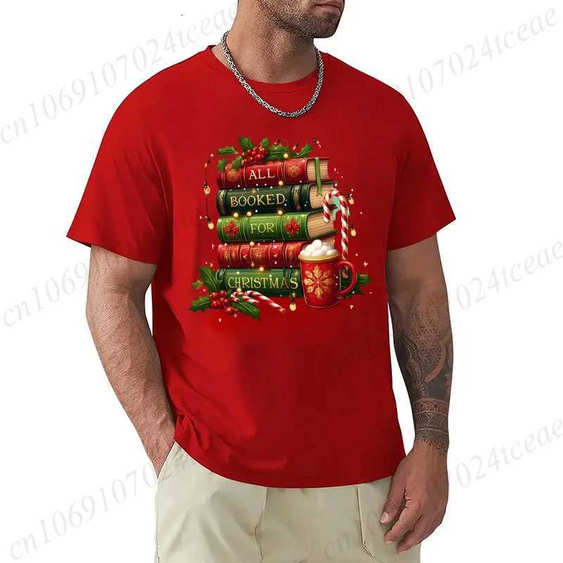 All Booked for Christmas Printed Tshirt Women Men Tshirt Christmas Teacher T Shirt Caual Book Lovers Mens TShirt Short SleeveXJ251023