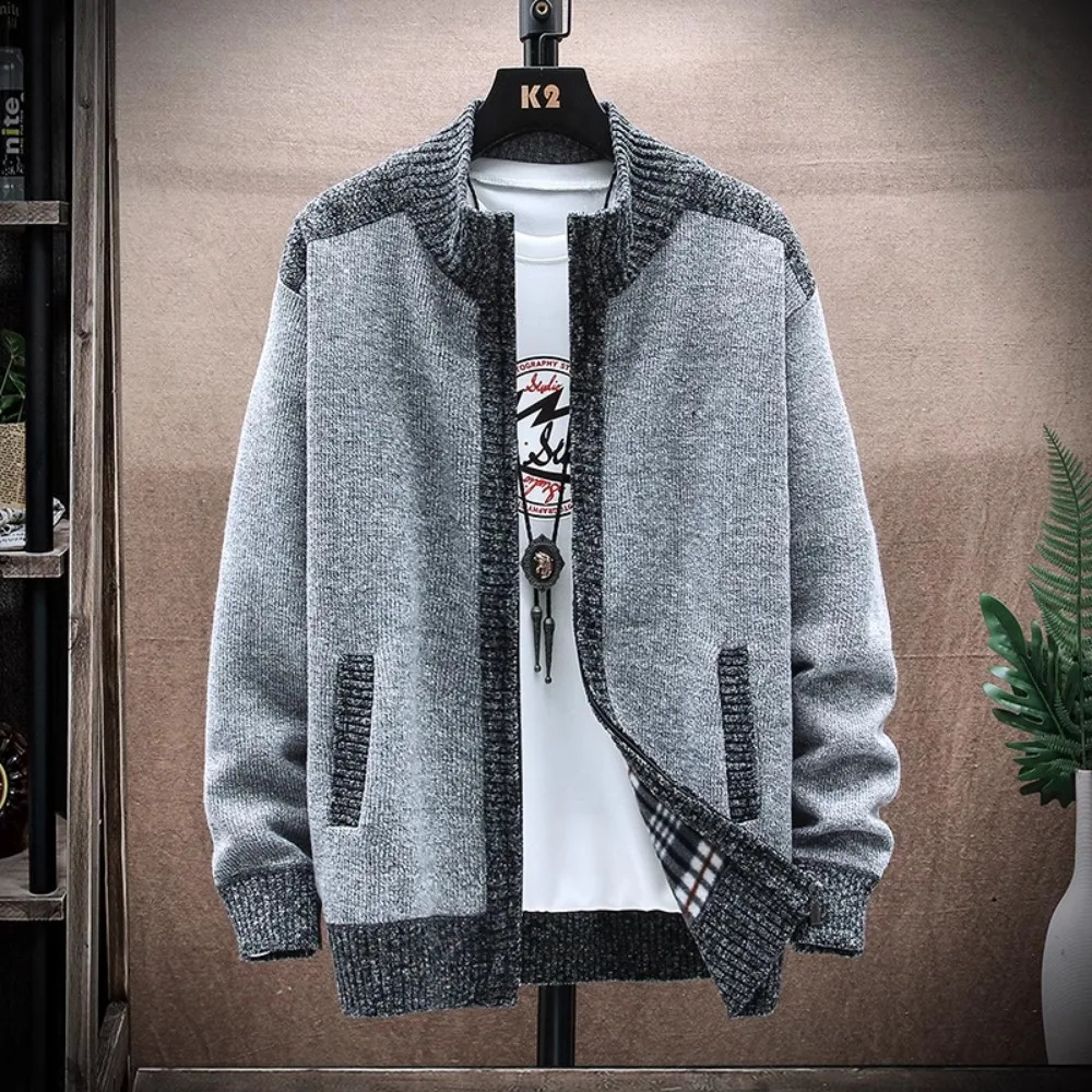 Fall and Winter Warm Sweater Coat Standup Cardigan knitted sweater Casual Knittwear Sweatercoats Male 251023