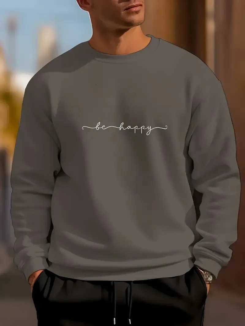 The new mens roundneck hoodie for Spring and Autumn 2025 features street fashion with soft 3D line pattern printsT251023