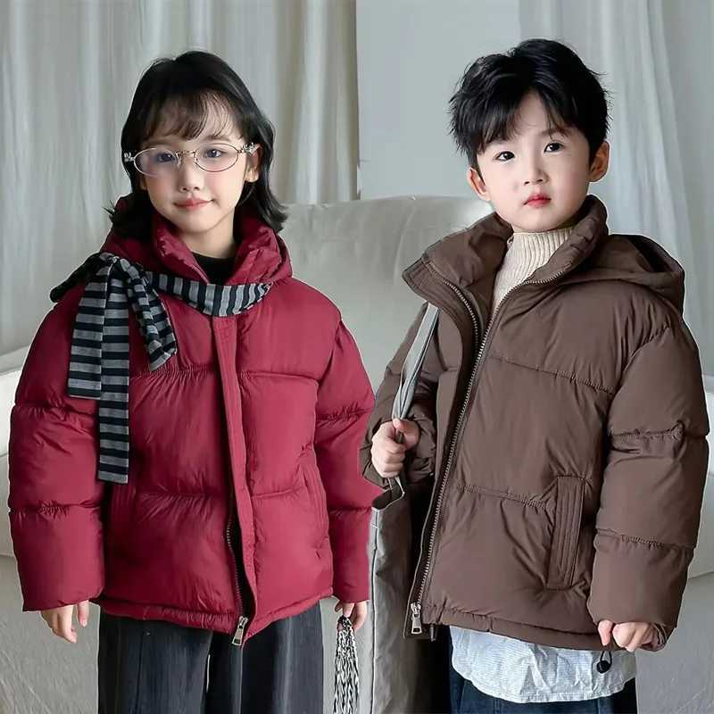 New Boys Girls Down Coats Kids Thicken Winter Warm Jackets Teenager Hooded Fashion Shorts Parkas Children Windproof Outerwear Y251023