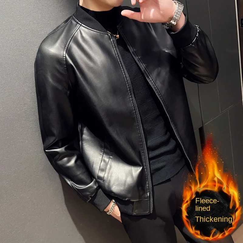 Men SprAutumn Thin Style Motorcycle Leather Jacket Fashionable Motorcycle Leather Jacket Fabric Soft Version Slim Simple Coat W251023