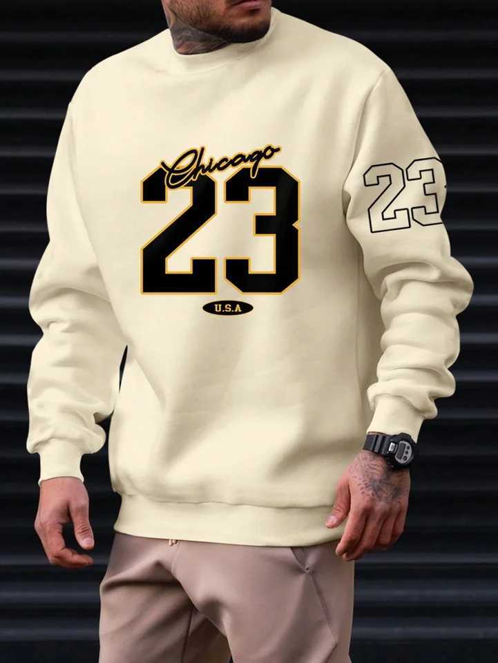 23 USA Art Letter Design Men Clothes Street Style Fleece Sweatshirts Autumn Casual Hoodies Fashionable Crewneck Pullovers HoodyT251023