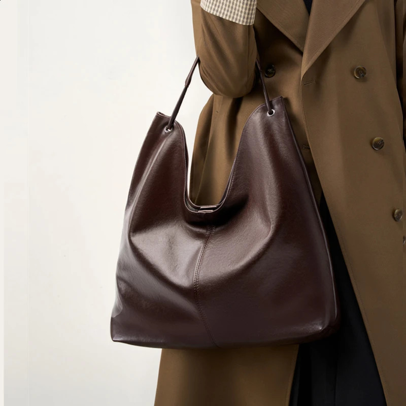 Burminsa Cowhide Genuine Leather Large Hobo Shoulder Bags For Women y ner Shopping Tote Big Work Ladies Handbags 251014