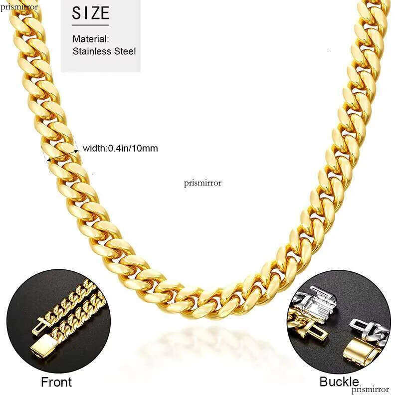 Cheapest Price 10mm Rapper Jewelry Stainless Steel Necklace Hip Hop Gold Plated Miami Cuban Link Chain