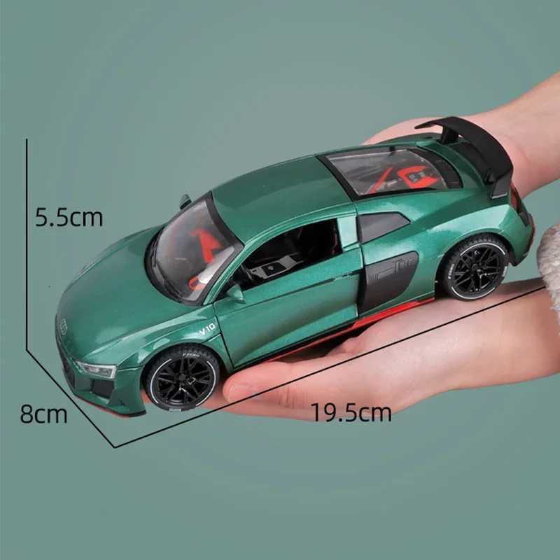 124 Audi R8 V10 Plus Sports Car Model Simulation Alloy Super Toy Car Kids Boy Gift Collection Miniature Car Toys Pull BackT251023