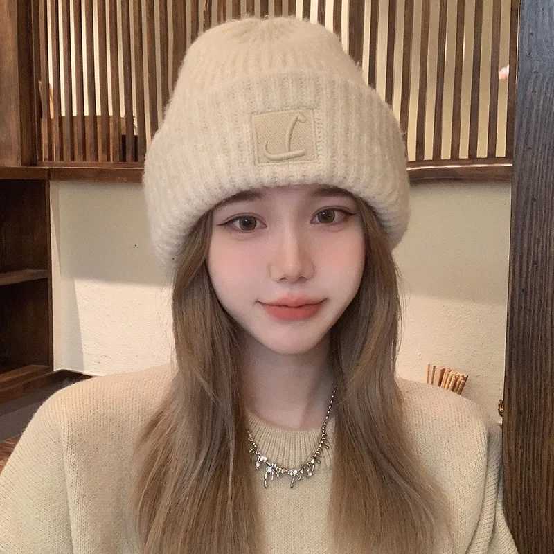 Coarse Knit Hat tter L Solid Color Skls for Wen Winter Warm Earmuffs Girls Ski Riding BonnetW251023
