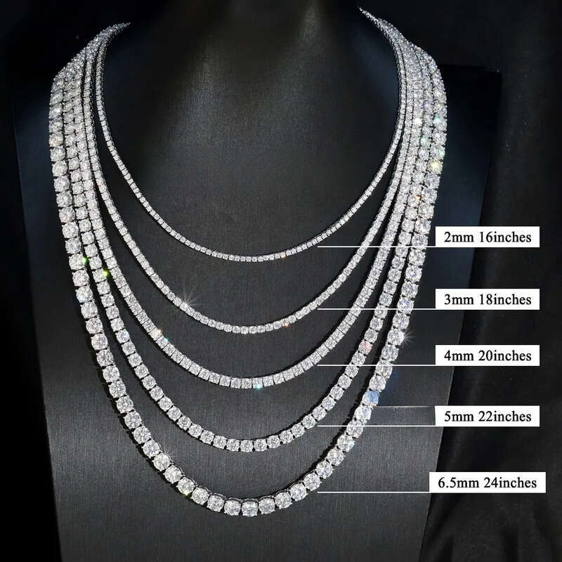Hot Selling Hip Hop Fine Jewelry Necklaces Sterling Sier D VVS1 Dia Moissanite Tennis Chain Necklace Bracelet With GRA