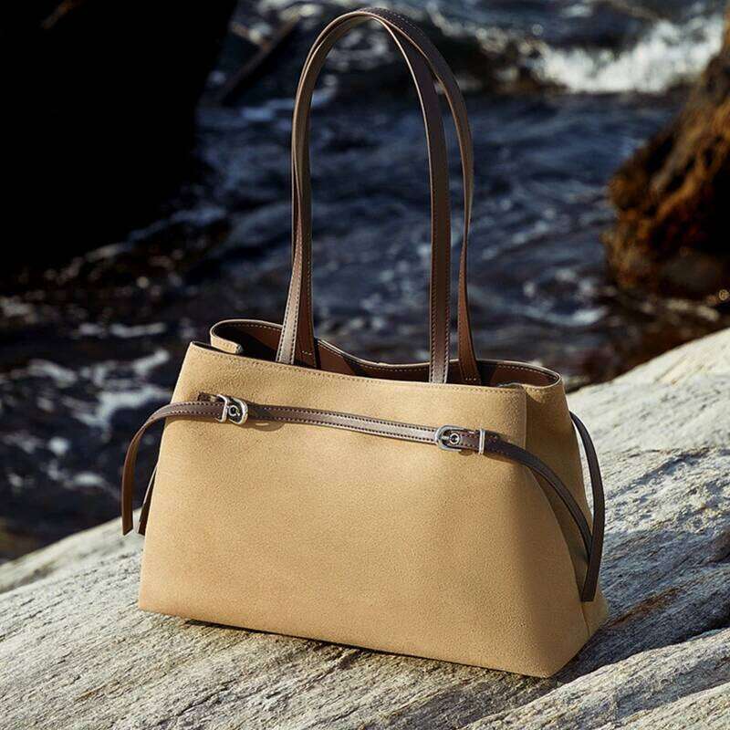 Hifashion Cowhide Suede Genuine Leather Large Tote Shoulder Bags For Women 2025 Designer Matte Shopping Ladies Handbags