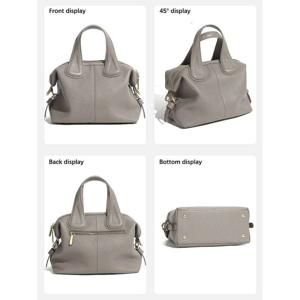 Zency 2 Straps Genuine Leather Top-handle For Women Vintage Boston Bag Shoulder Handbag Crossbody Large Capacity Bolsas 2025