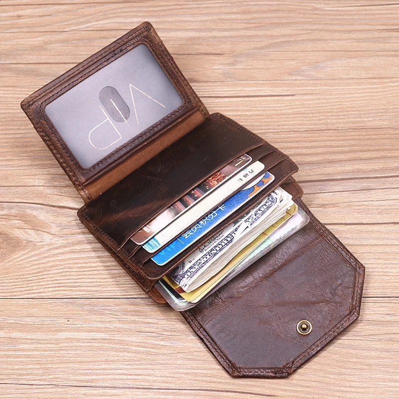 Genuine Leather Wallet For Men Male Original Cowhide Vintage Short Mens Wallets Purse With Card Holder ID Window Coin Pocket251023