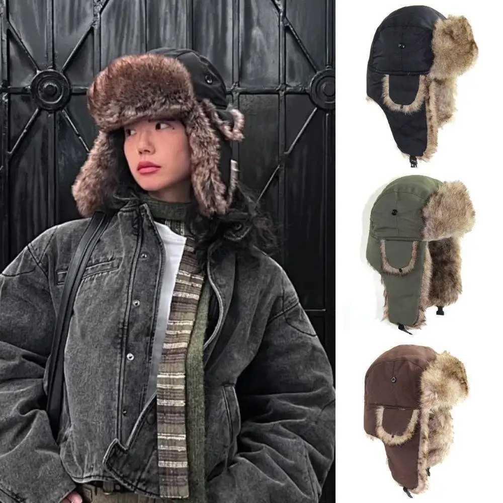 1PC Winter Trapper Trooper Earflap Hat Warm Waterproof Disco Ski Hat Bber Fece Thicken Warm Ear Protectors HatsW251023