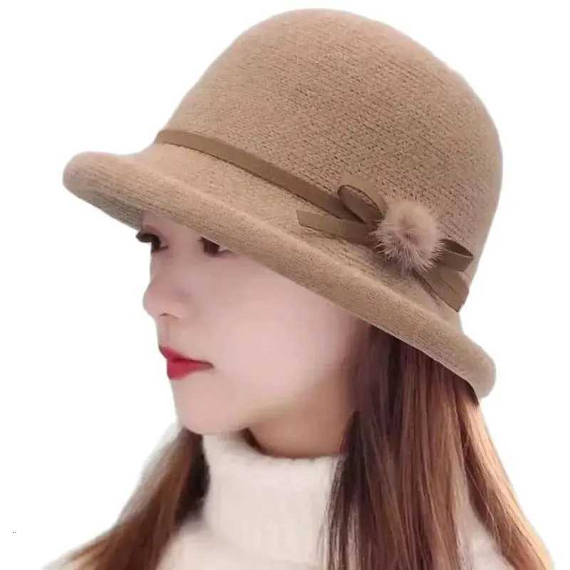 Woon Bucket Hat Wens Autumn and Winter Bow Korean Version Versati Japanese De Basin Hat British Retro Top Hat TideW251023