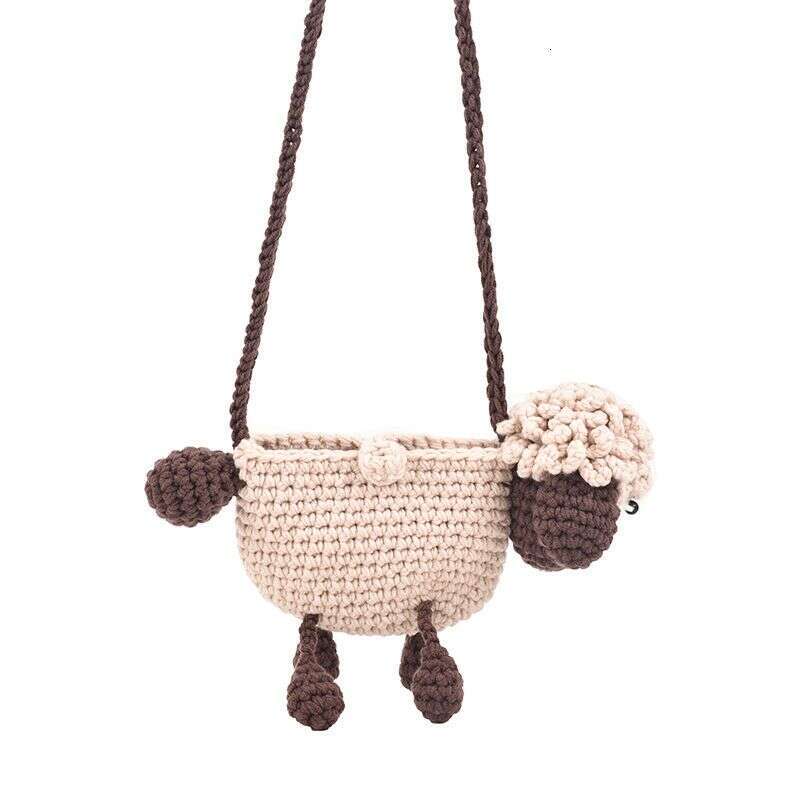 Sean Yarn Handmade Cute Cartoon Little Sheep Knitted Single Shoulder Crossbody Bag For Women Finished Product