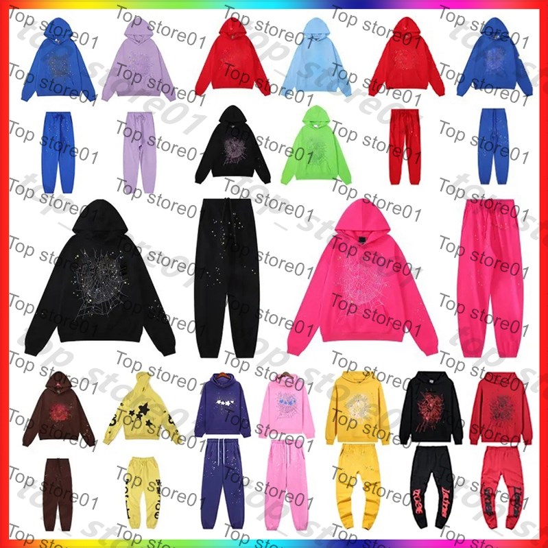 5A Designer men's Web hoodie spider hoodie women's fashion Puff hoodie hooded sweatshirt sweatpants set cobweb spider pants multi style tracksuit