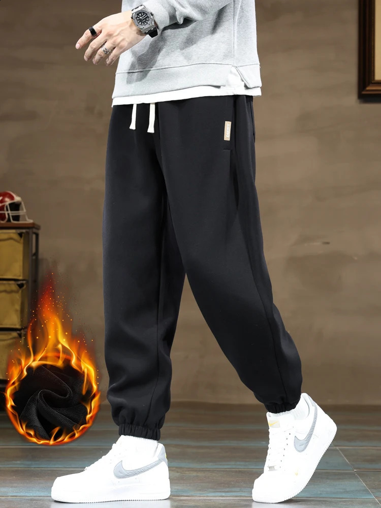Mens Winter Fleece Joggers AnkleLength Thick Warm Knitted Sweatpants Loose Fit Thermal Sport Trousers Asian Size M8XL 251023