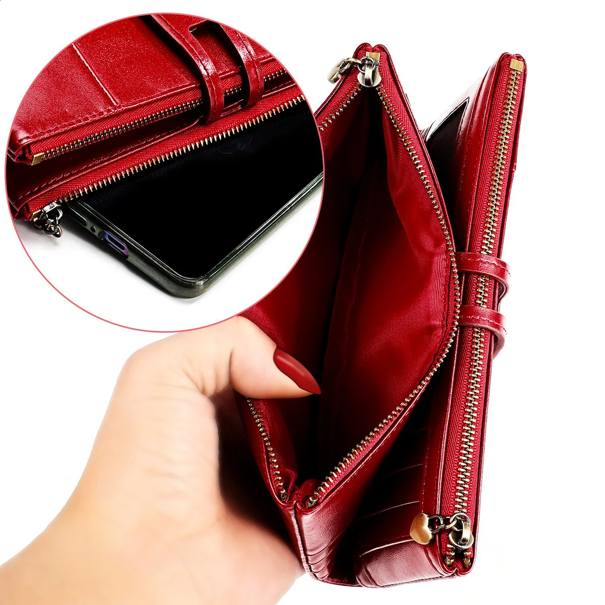 Rfid Blocking Genuine Leather Wallet Vintage Coin Purse for Ladies Women Long Clutch Wallets with Cell Phone Bags Card Holder251023