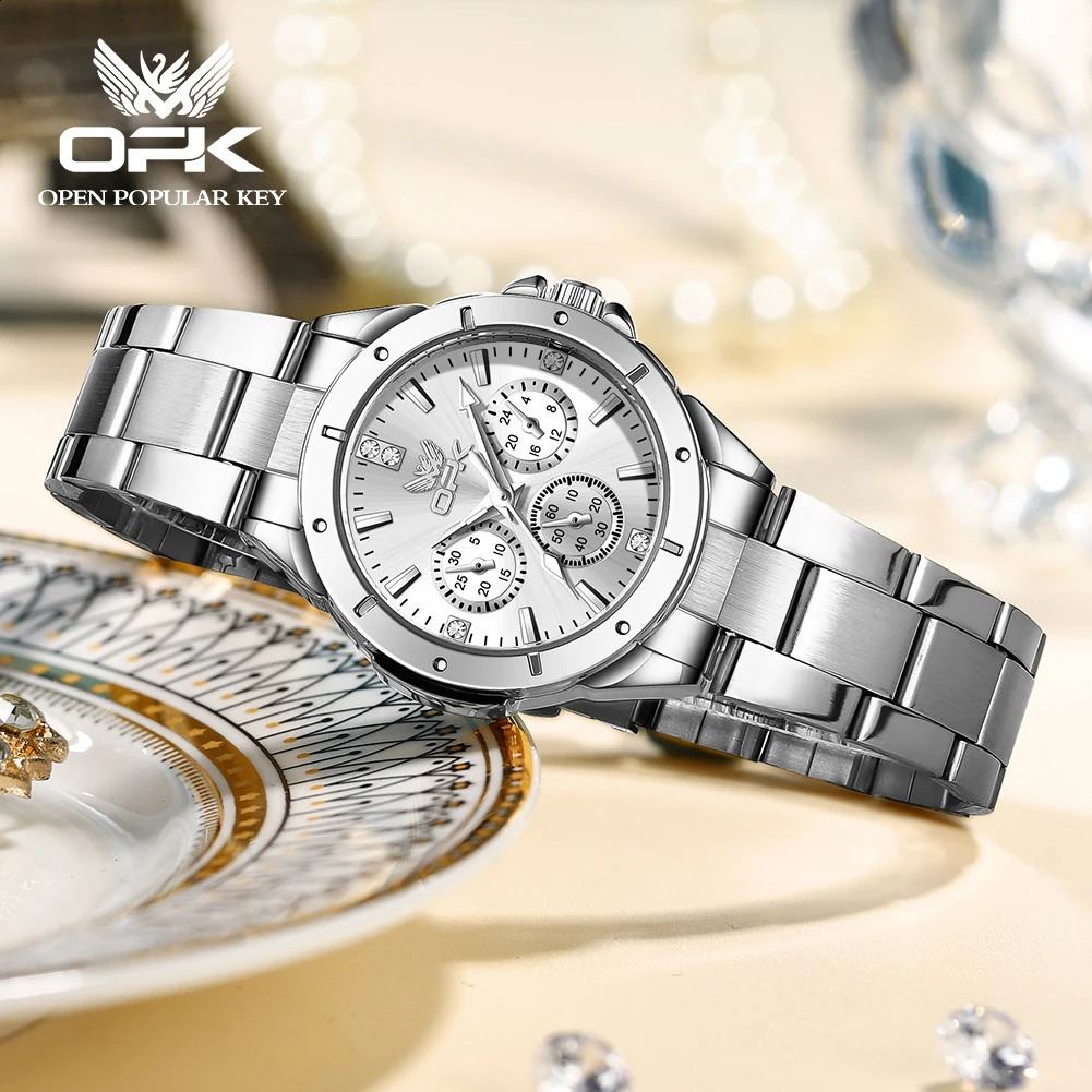 OPK luminous waterproof nail scale steel ladies quartz watch 6001 251021