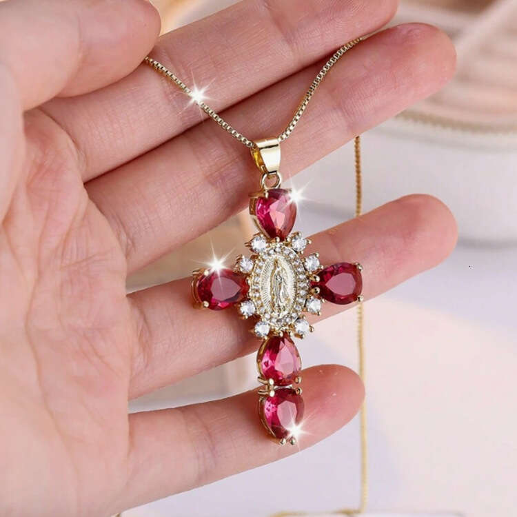 New Full Dia Virgin Mary Cross Necklace for Women Creative Personalized Gift Pendant
