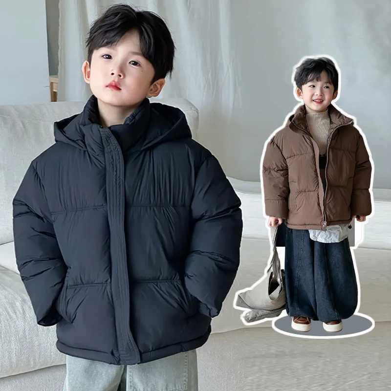 New Boys Girls Down Coats Kids Thicken Winter Warm Jackets Teenager Hooded Fashion Shorts Parkas Children Windproof Outerwear Y251023