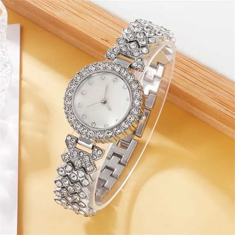 6PCS Set Luxury Watch Women Ring Necklace Earring Rhinestone Fashion Wristwatch Casual Ladies Watches Bracelet Set ClockL251023