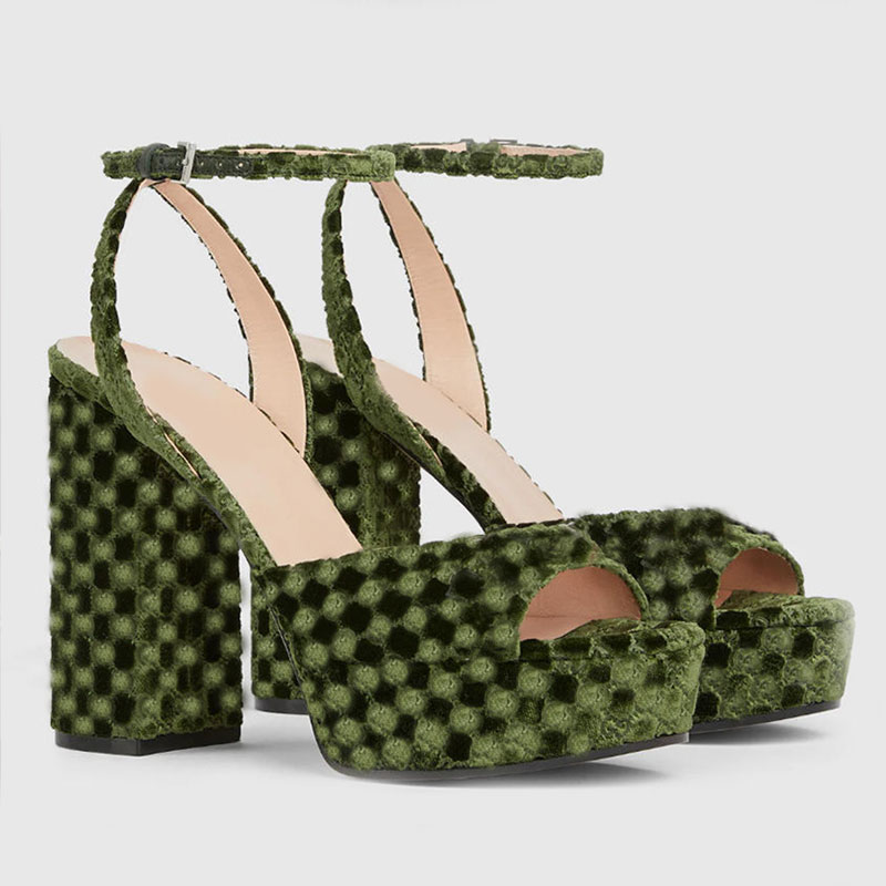 Designer sandals womens platform sandal high heel sandals designer womens heels velvet luxury shoes summer dress shoes dinner shoes summer party sandale hardware