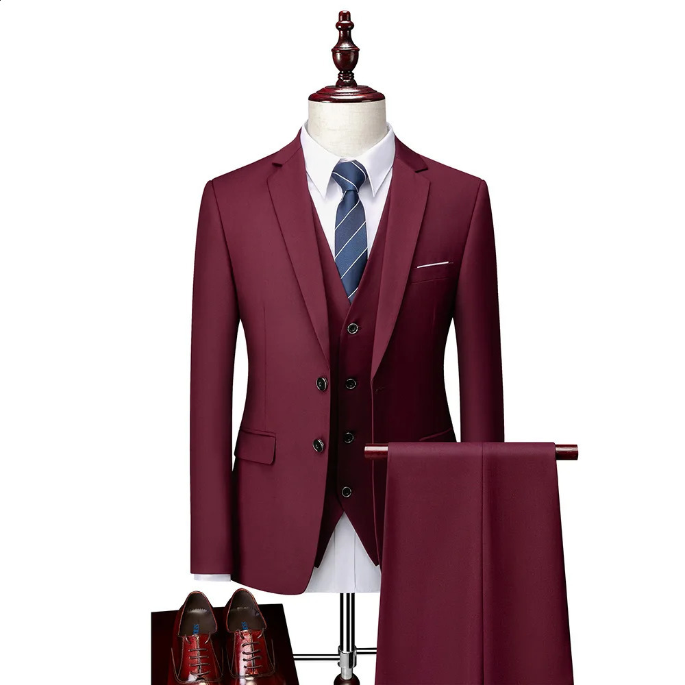 White Men Suits Slim Fit 3 Piece Double Breasted Suit Wedding Prom Party Business BlazerVestPants for 251023
