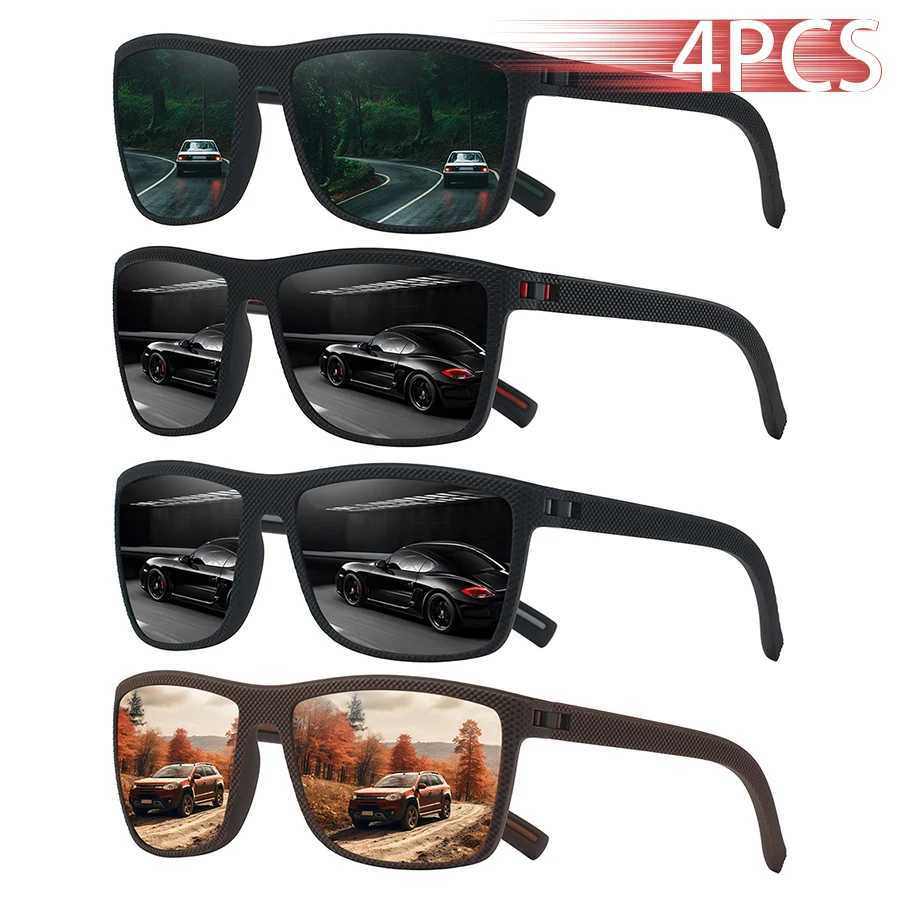 4 PCS Fashion Vintage Check Pattern Sunglasses Men Women Fishing Driving Man Luxury Brand Designer Sun Glasses UV400 EyewearW251023