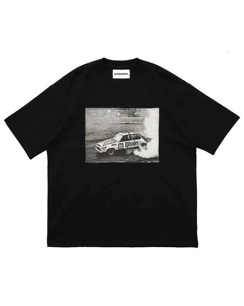 Trendy Y2K car pattern print simple casual men Tshirt retro European American Gothic high street punk Harajuku short sleeveXJ251023