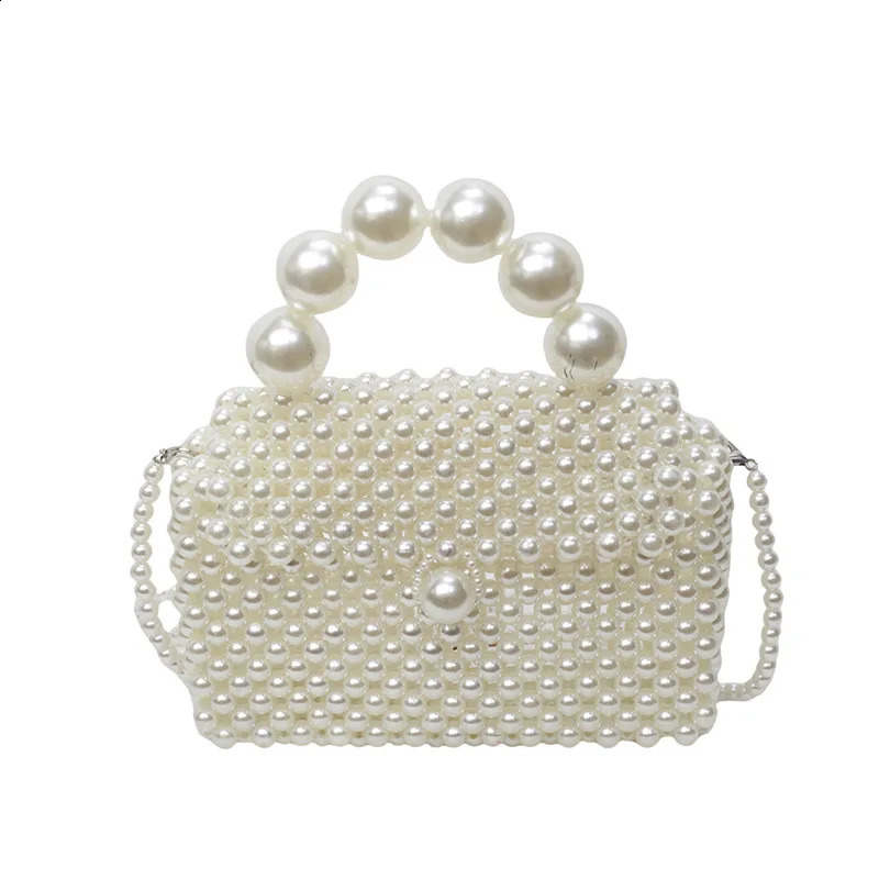 Fashionable and trendy handmade bead woven bag elegant and stylish handbag exquisite and fashionable pearl chain crossbody bag251023