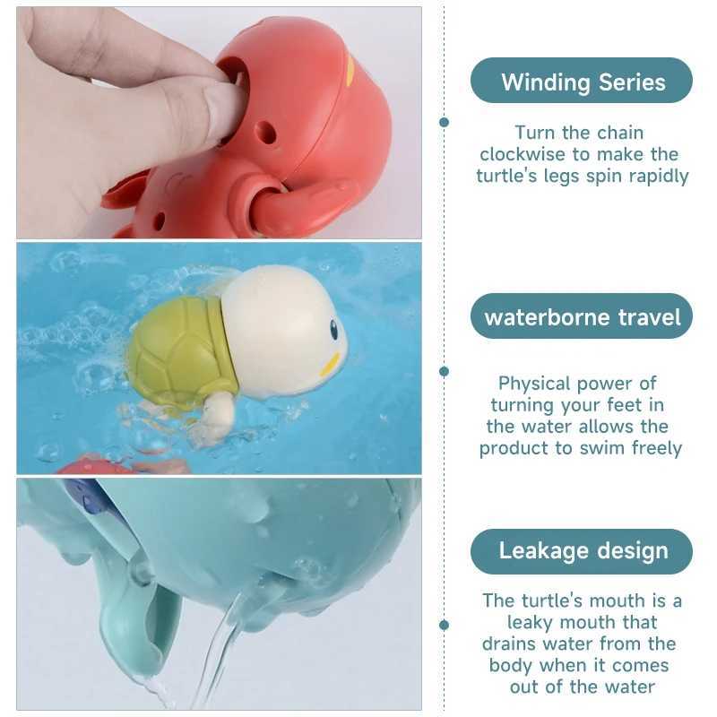 New Baby Bath Toys Chain Clockwork Water Toy Cute Swimming Turtle Toys Children Bathroom Shower Bathtub Toy Infant Toddler Gifts J251023
