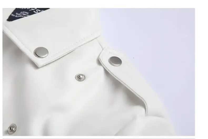 Mens Leather Jackets 2024 New White Black Casual Lapel Slim Fit Diagonal Zipper Motorcycle PU Leather Jacket Coat Mens Clothing W251023