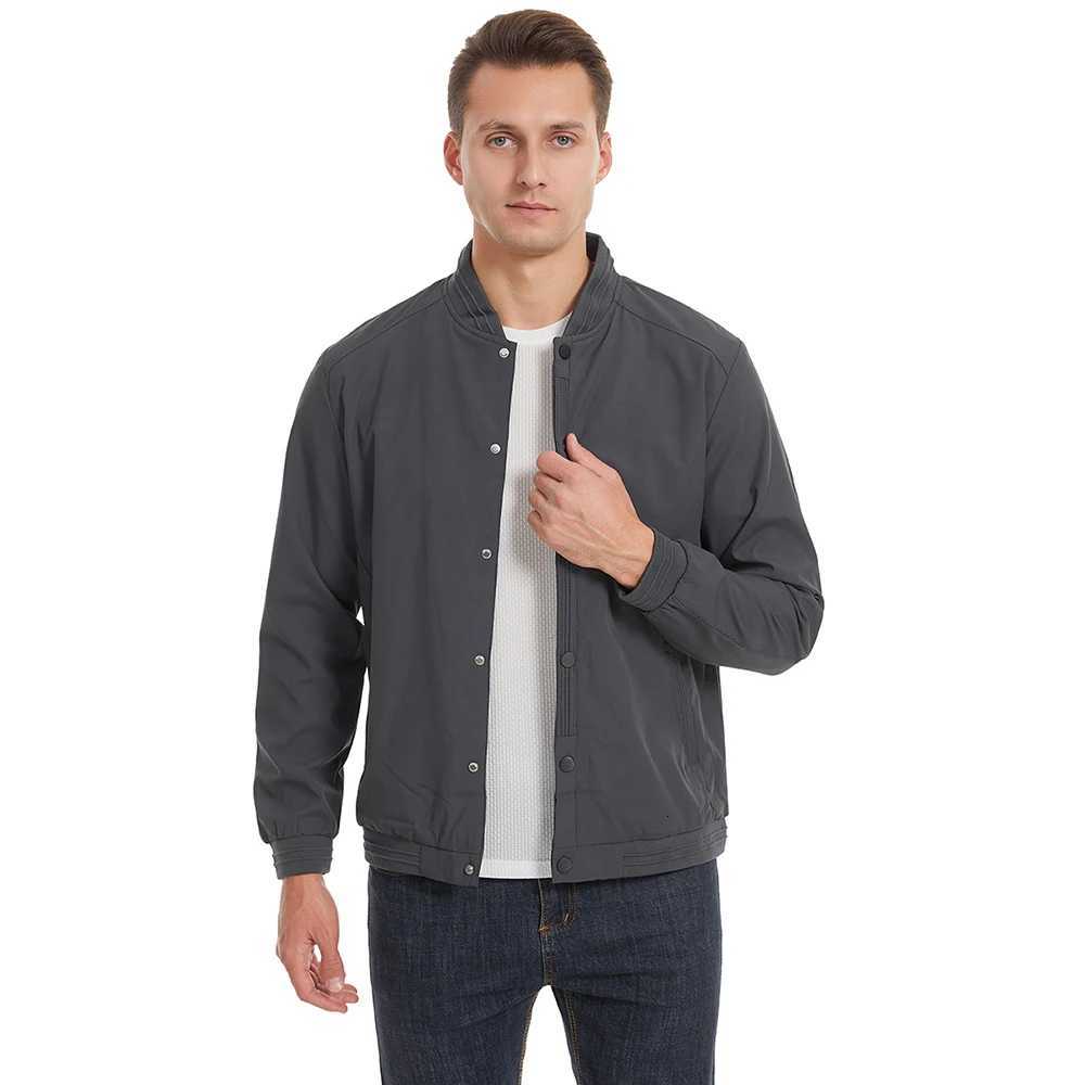 Large Size American Baseball Collar Jacket Business Casual Single Breasted Design Standing Collar Jacket Trendy Quality Menswear W251023