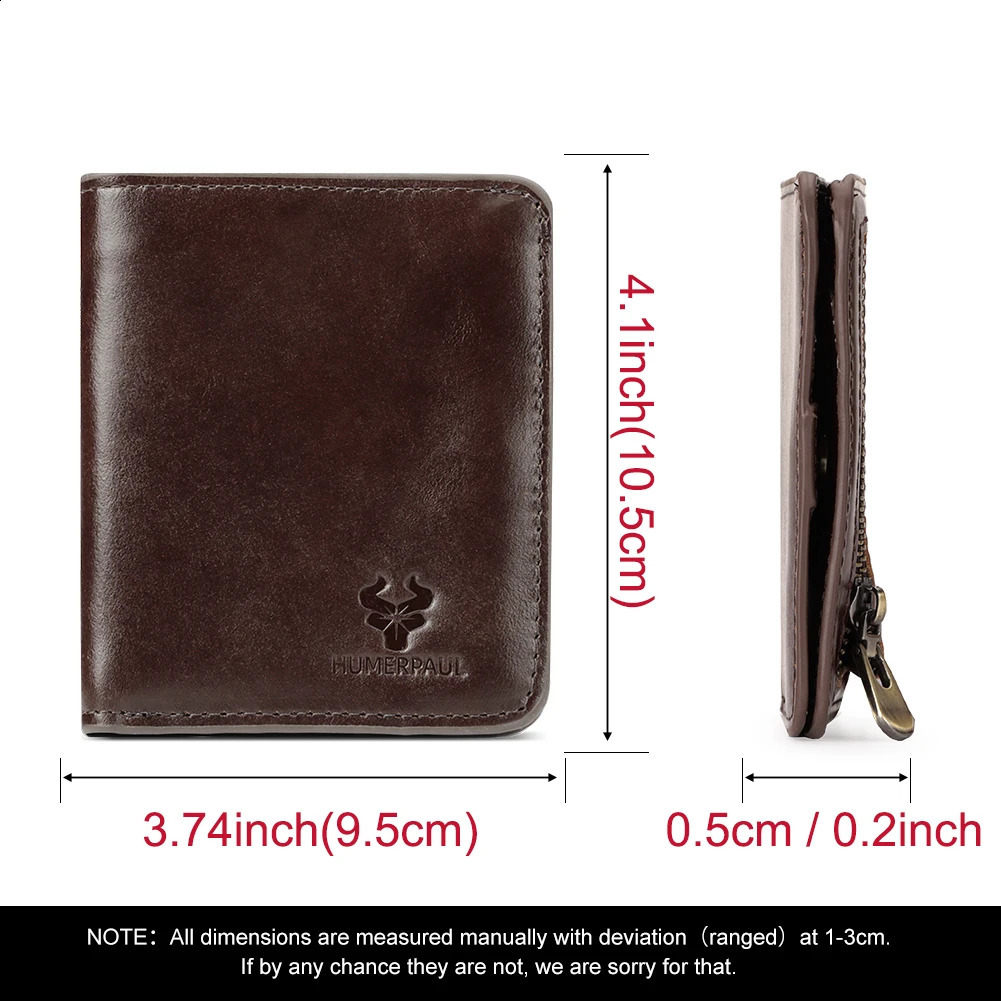 100 Genuine Leather Mens Wallet RFID Blocking Bifold Wallets with RFID Card Slots Thin Male Zipper Coin Purse Money Clip251023