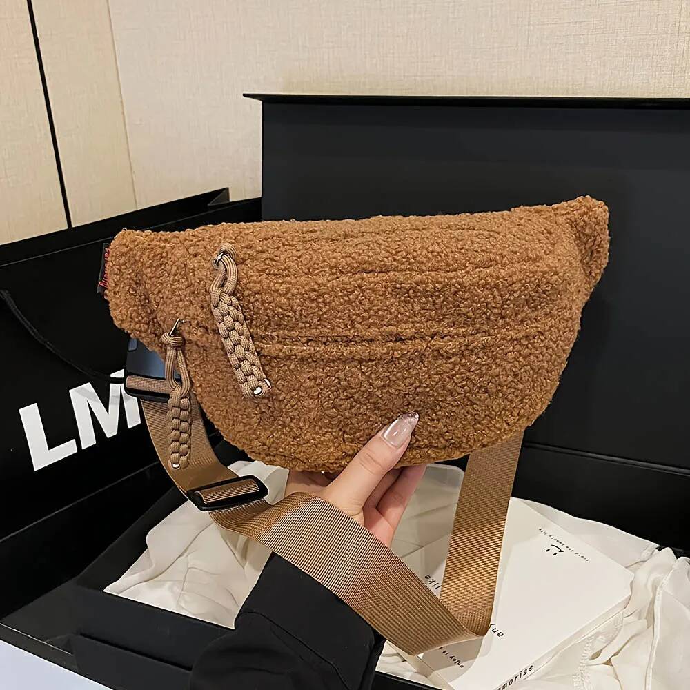 Lamb autumn and winter new fur bag luxury handbag new designer bag fashionable commuting waist bag plush women's shoulder bag