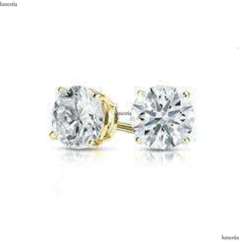 Wholesale Vvs Dia Earring Factory Price 10k 14k Solid Gold Round Brilliant Cut Moissanite Hoop Stud Earrings Men Women