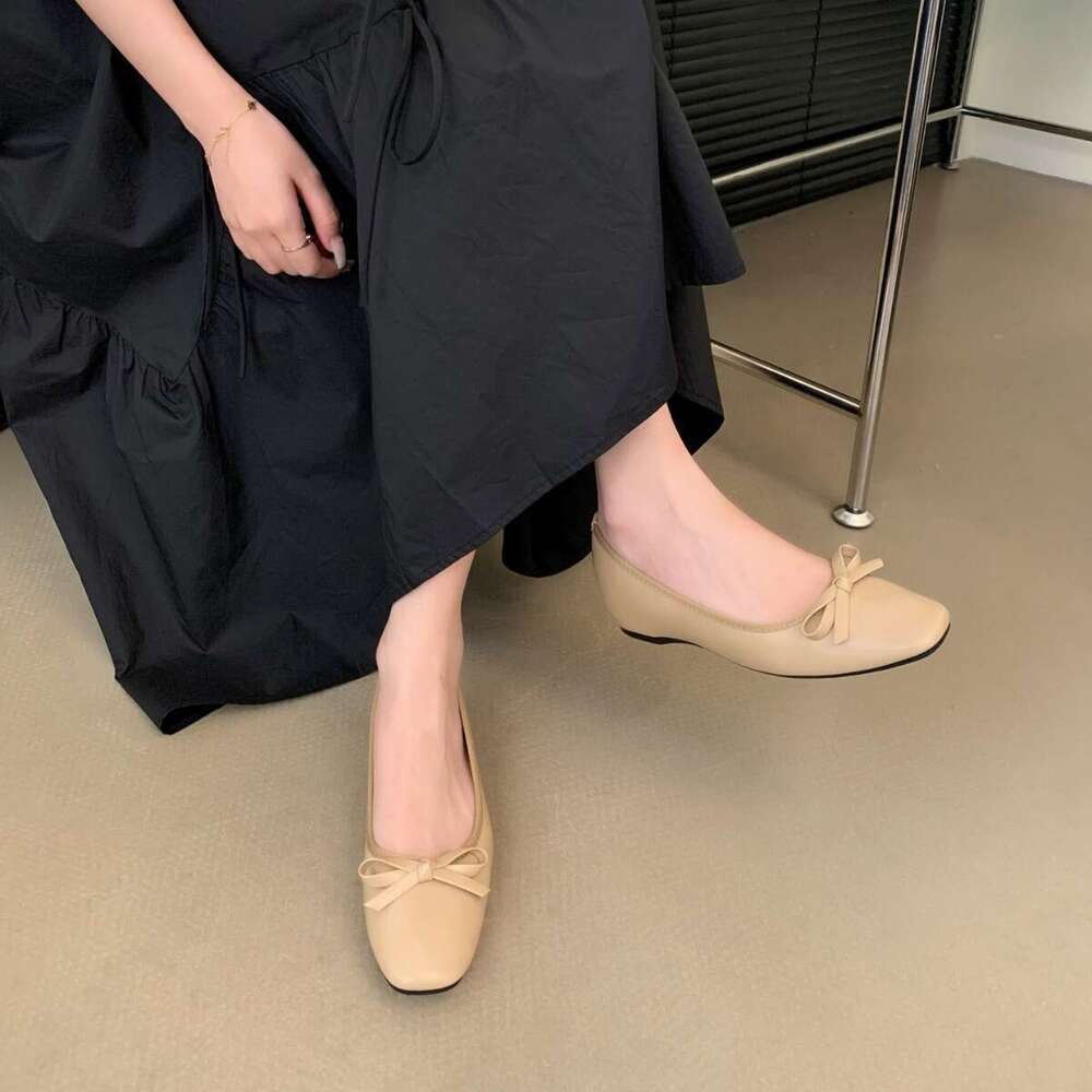 Evening Breeze Gentle Bowknot Loafers Commuter Height Increasing Spring Summer Designer Shoe French Style Soft Sole Single Women's Shoes