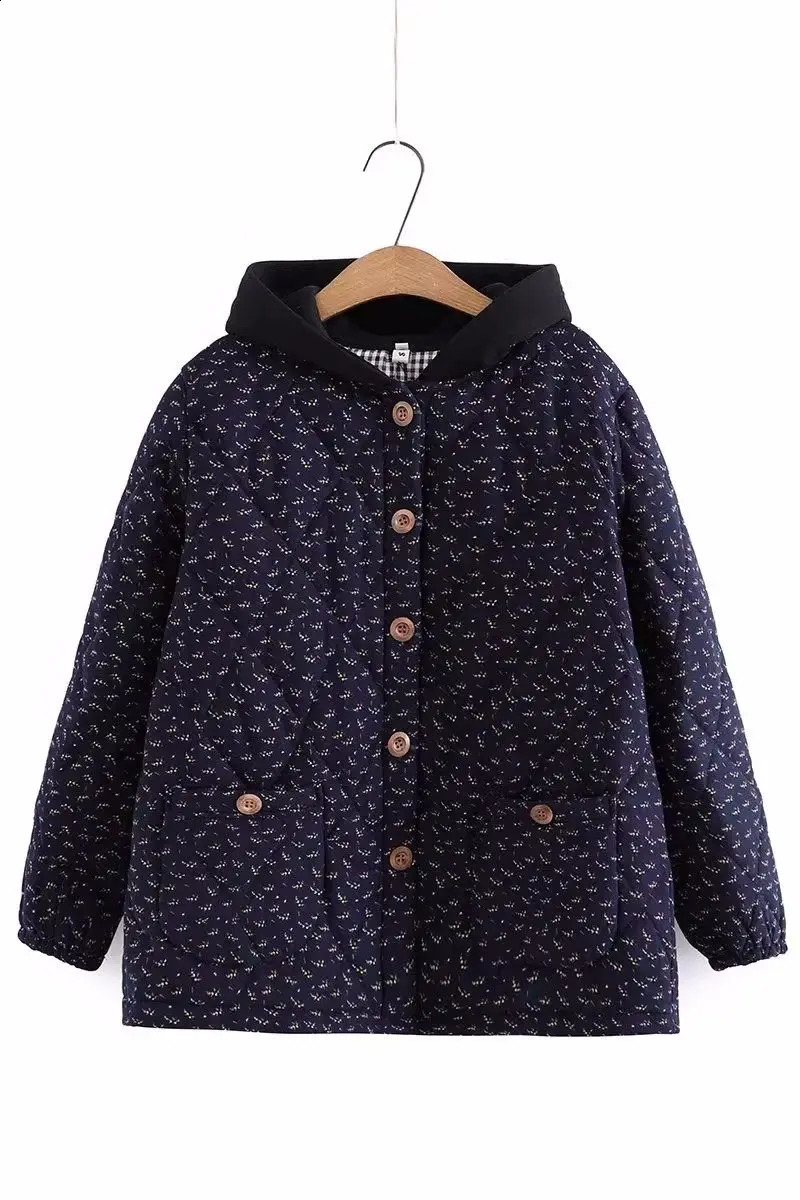 Large Size Quilted Jacket Women Cotton Clothes Retro Floral Hooded Loose Autumn Winter Padded Casual Coat Outerwear Z805 251021
