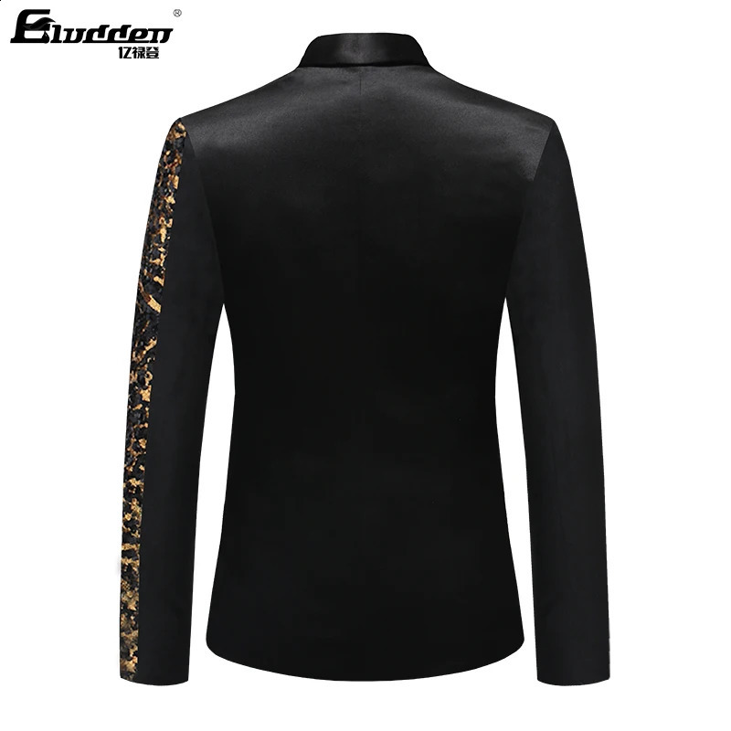 Single Breasted Leopard Sequins Stage Suit Jacket Men Party Hip Hop Fashion Drama costume Blazer Mens Floral 251023