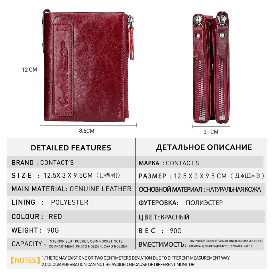 CONTACTS Genuine Leather Short Wallets for Women er Coin Purse Female Money Clip Card Holder Customize Men Wallets251023