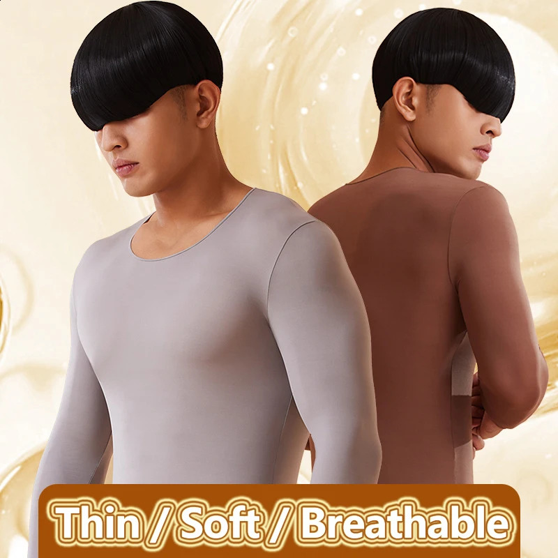 Men Thermal Underwear Set Plus Size Ultrathin Pajamas Suit High Elastic Long Sleeve Johns Autumn Winter Skincare Clothing 251023