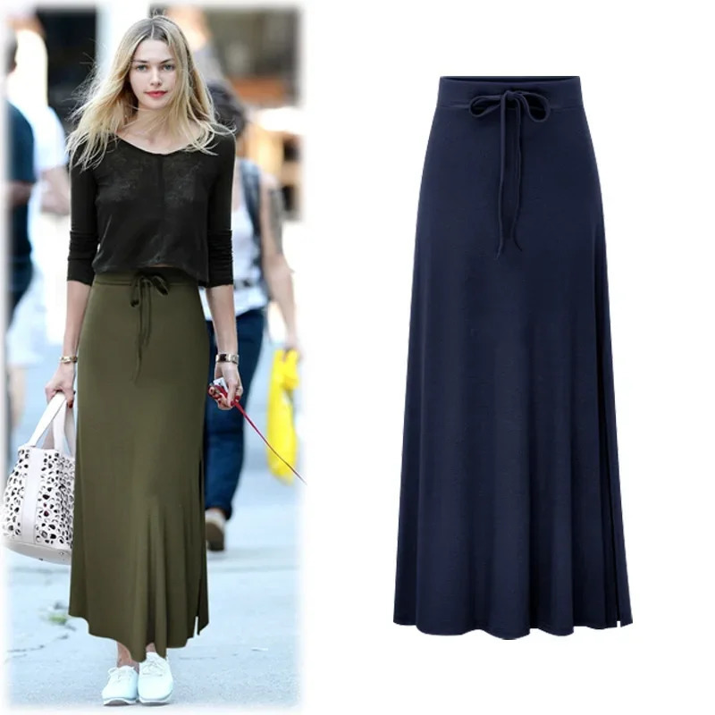 Plus Size Womens Clothing Fashion Knit Skirt Female Highwaisted Long Split Aline Skirt Comforts Women Skirt 251020