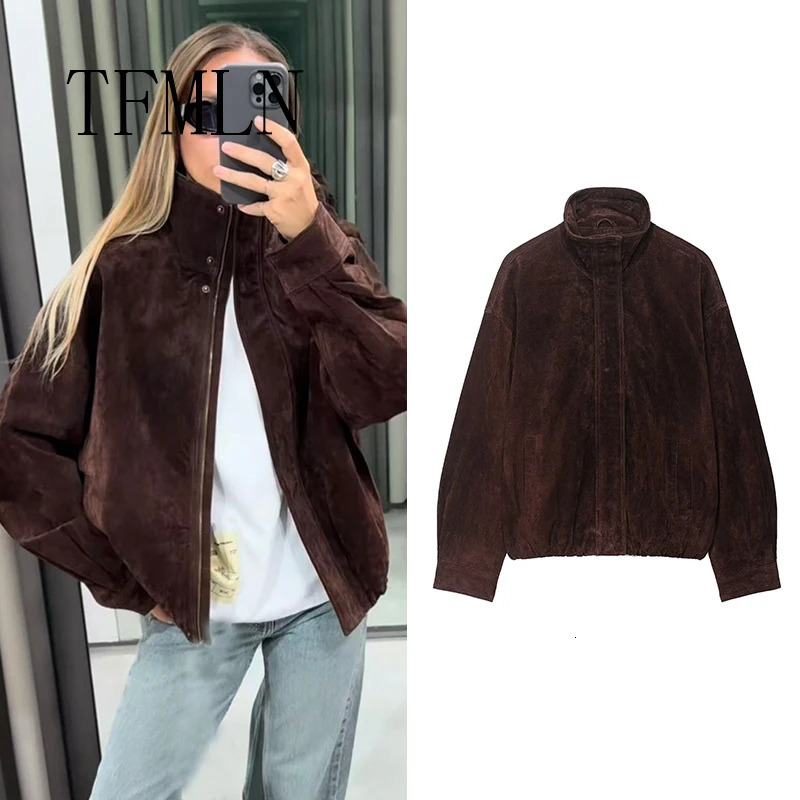 TFMLN Autumn Winter Womens Loose Jacket Female Long Sleeve Cropped Zipper Jackets Fashion Warm Coats Casual Outerwear 251020