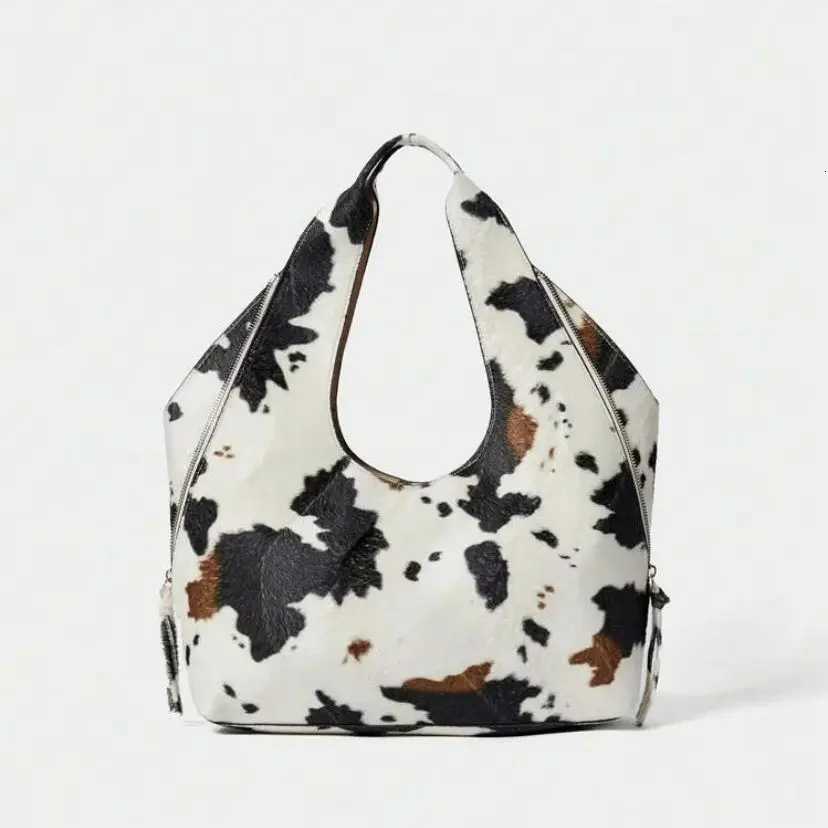 Womens Simple Fashion Casual Tote Bag Cow Print Shoulder Bag Spacious Designer SatchelLeopard Print Handbag for Everyday UseL251023