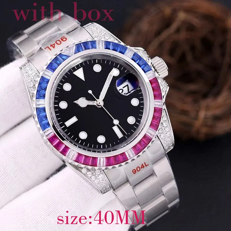 Man's high-quality, luxurious designer diamond Size: 40mm. Mechanical watch. Model: 904L. Stainless steel case. Lithium molybdate battery.