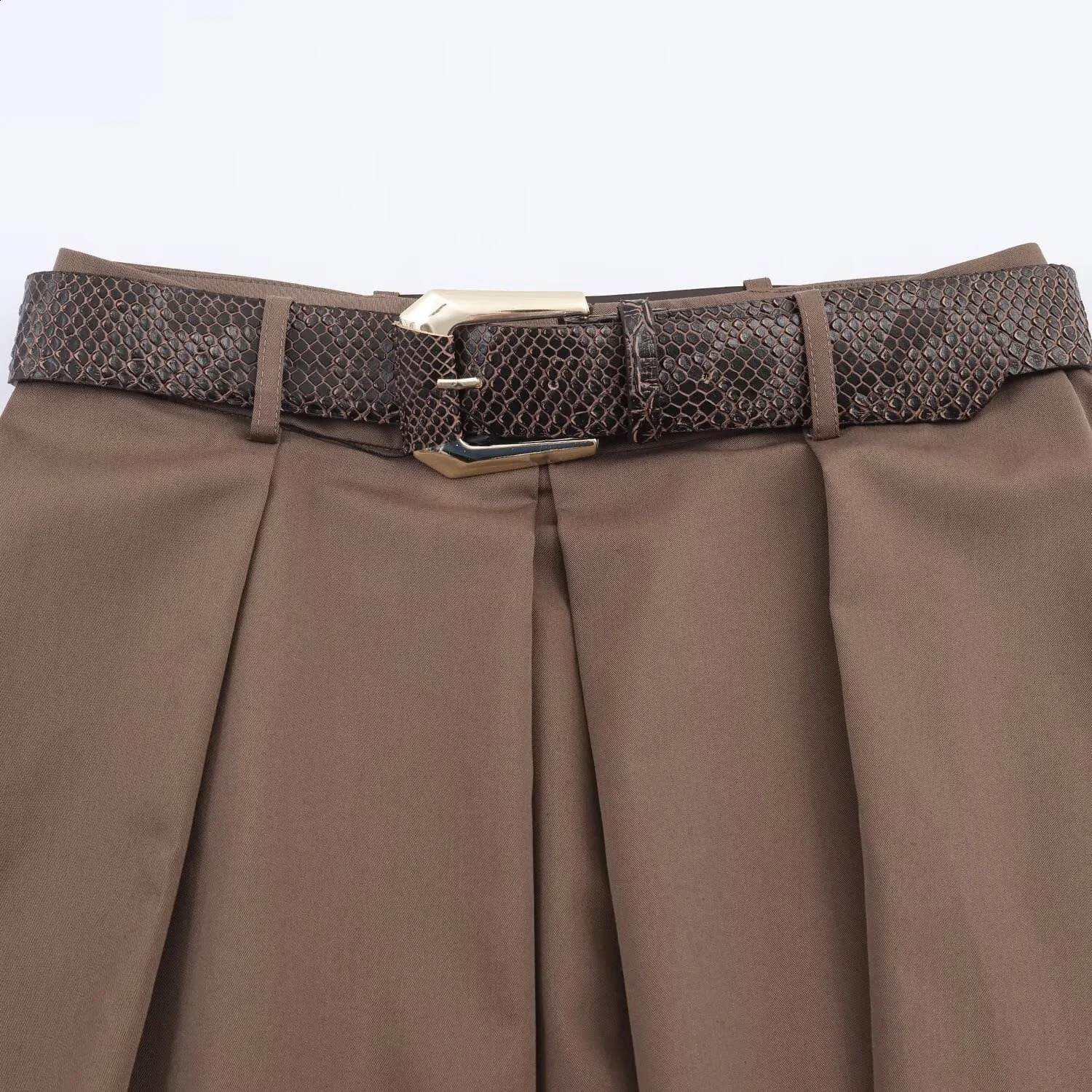 Autumn Product Womens Casual Fashion Simple and Loose High Waist Aline Belt Midi Half Skirt 251022