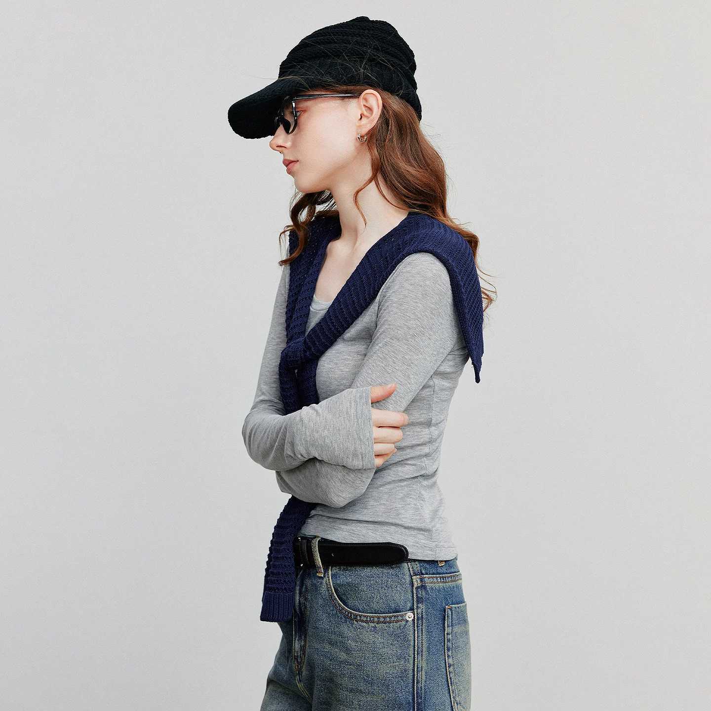 TOYOUTH Women Knitting Shawl 2025 Autumn New Solid Color Design Soft Textured Wrap Scarf Daily Wear J251113